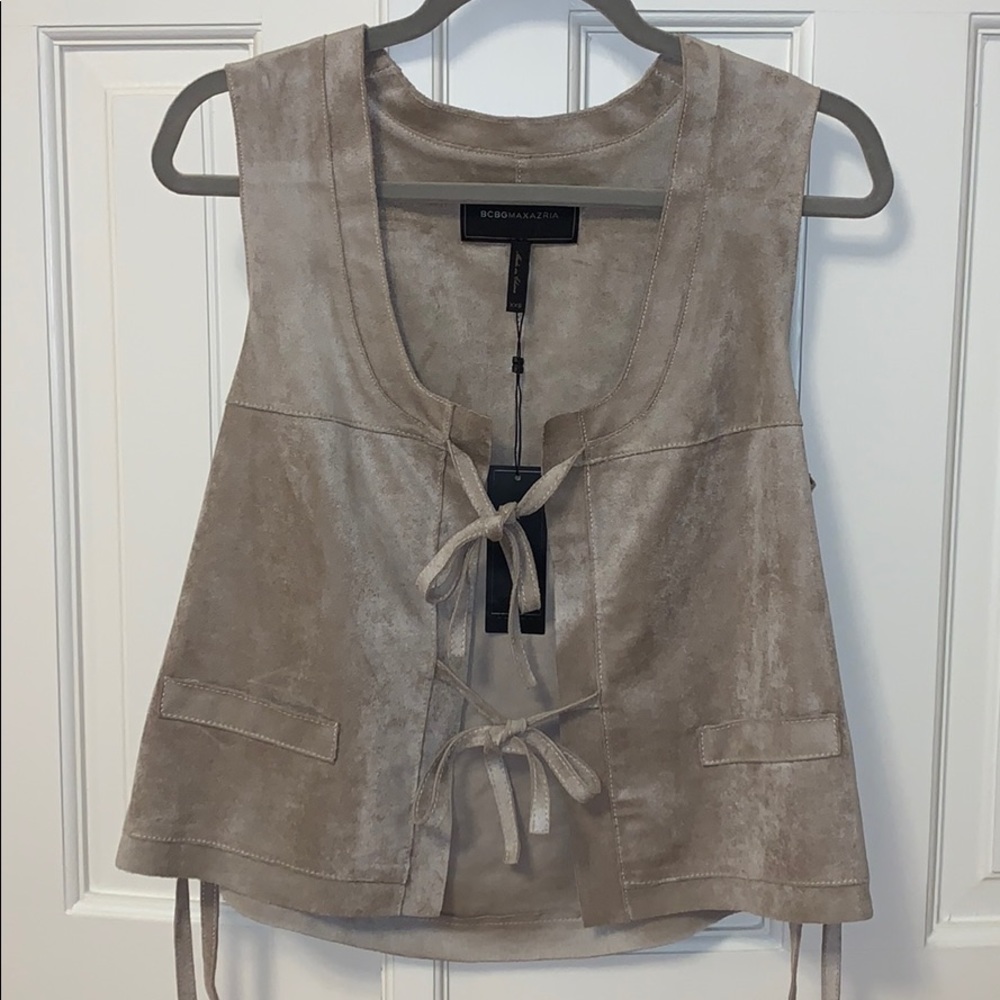 BCBGMAXAZRIA Brent Sleeveless Vest w/ Tie Front